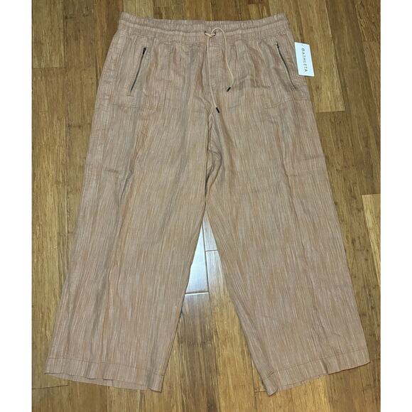 Athleta Cabo Linen Textured Wide Leg Pant Rain Dance Siena Beige Size‎ 24 Plus - Picture 3 of 7